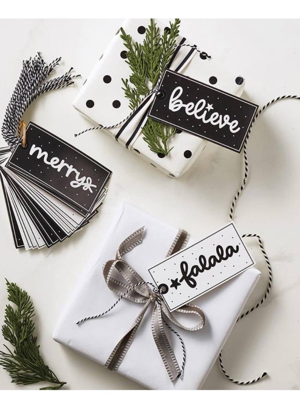 Black & White Holiday Gift Tag Set by